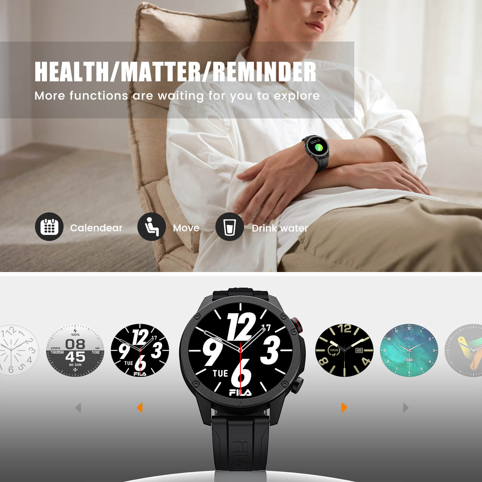 FILA Quest Smart Watch featuring smart bracelet, FILA Apex and Pulse watch, cool smart pro watch design6