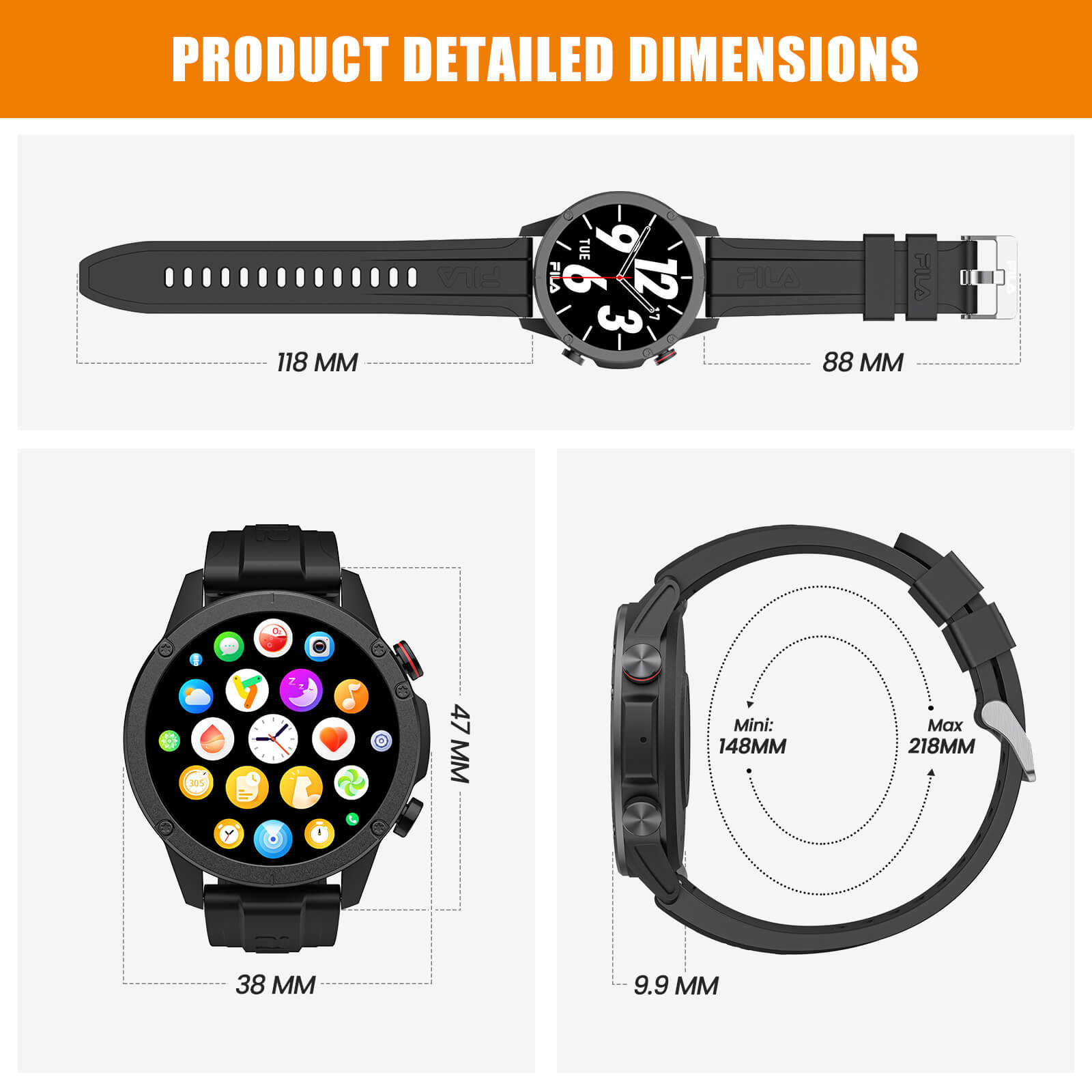 FILA Quest Smart Watch featuring smart bracelet, FILA Apex and Pulse watch, cool smart pro watch design4